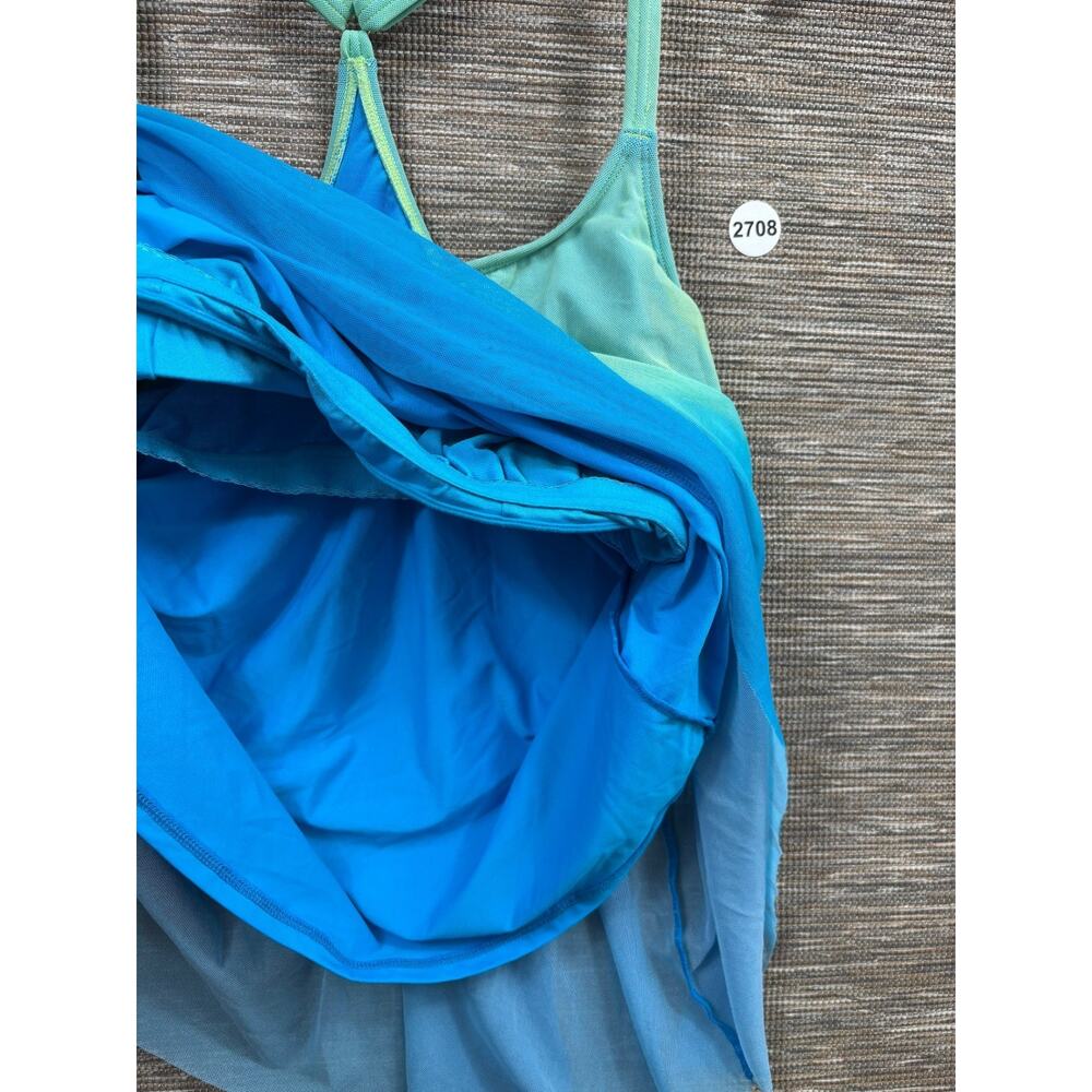 Coco Reef Bra Sized Ombre Blue & Green Flowy Tankini Swim Top Size 34D - Picture 6 of 8